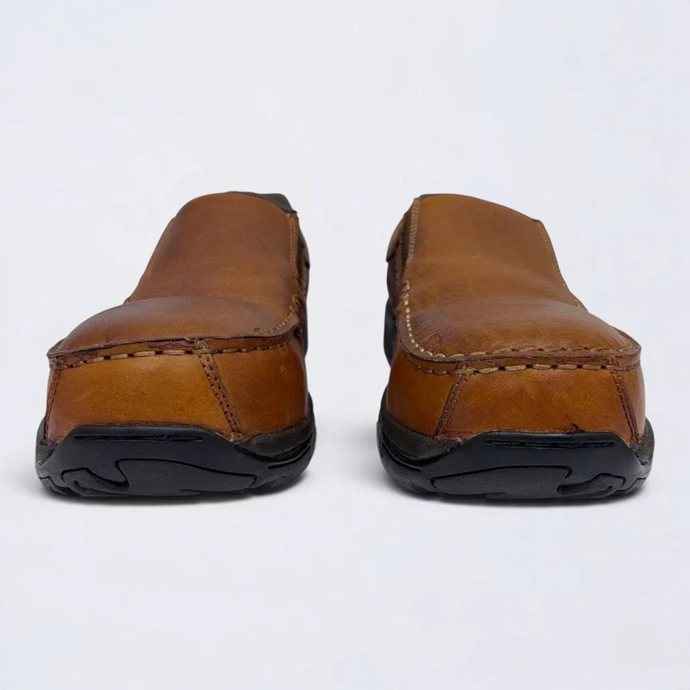 Rockport Works Extreme Slip On Shoes Mens 11 Brown Leather Composite Toe Loafer
